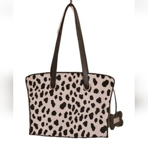 Disney 101 Dalmations Black White Faux Fur Handbag w Bone Mirror Charm Purse